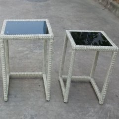 Tische Set Polyrattan mit Glasplatte