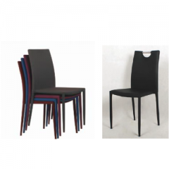 Stuhl aus Edelstahl und Stoff bzw. Leder